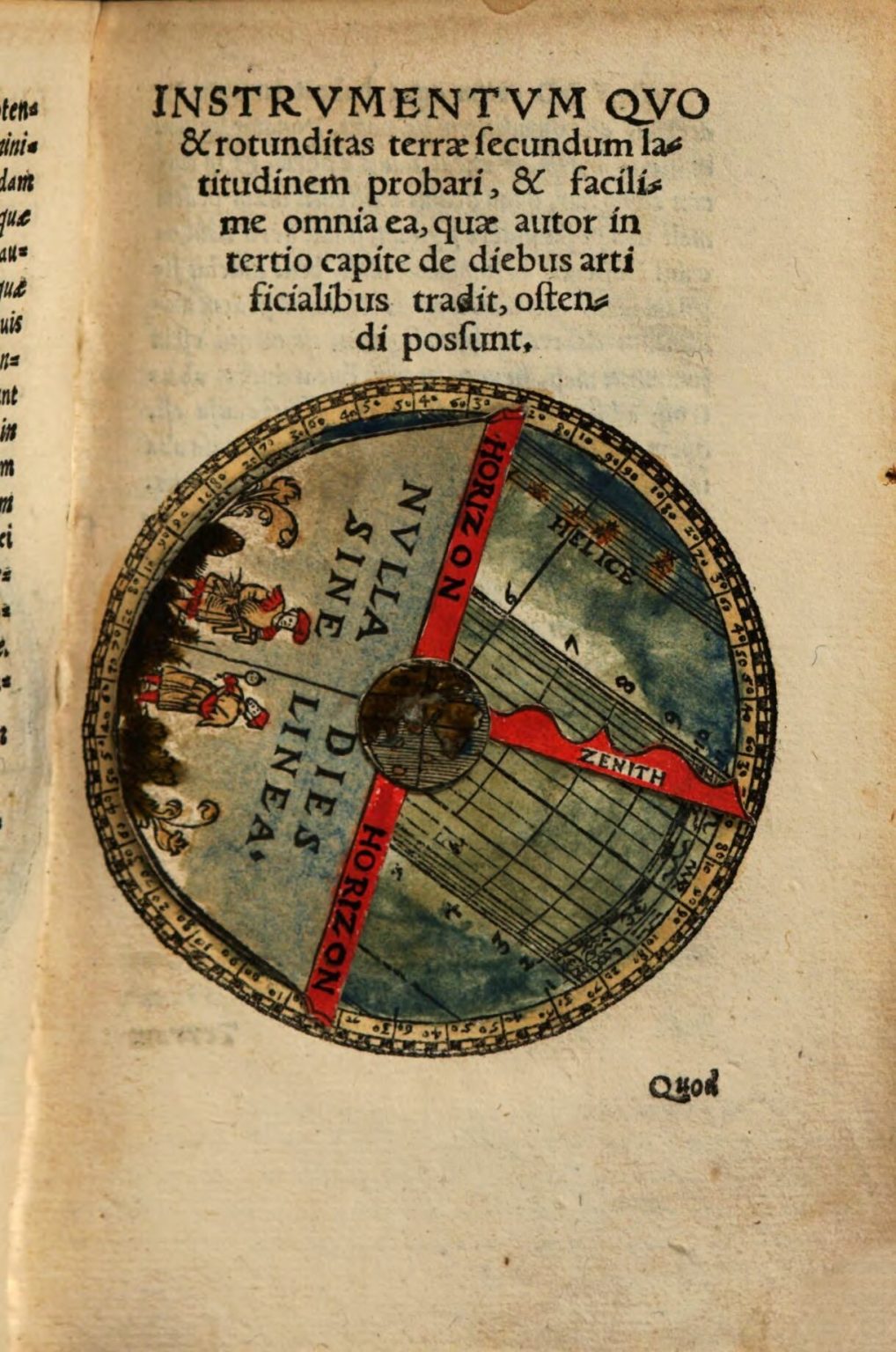 Instrument for calculating the length of the solar day depending on the latitude. Sacrobosco and Melanchthon 1543, B5-7; Bayerische Staatsbibliothek